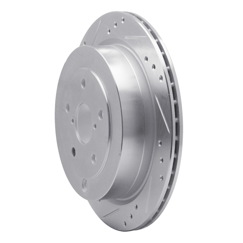 Subaru B9 Tribeca Brake Rotor (1) - Rear Left - R1 Concepts - Drilled & Slotted - Silver - `06-`14